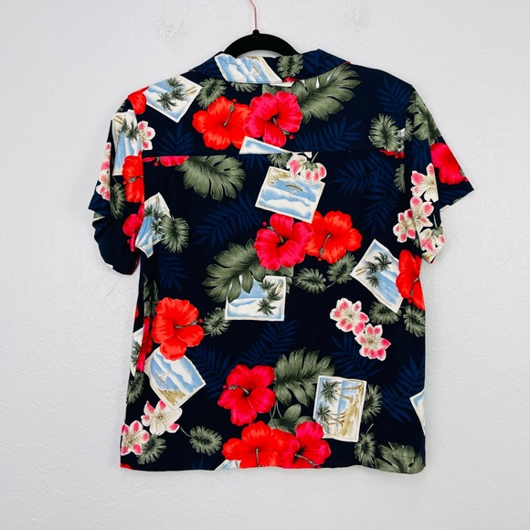 La Cabaña Hibiscus Floral Aloha Hawaiian Button Down Shirt - Picture 5 of 5